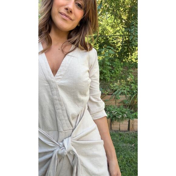 L’Academie Oat Linen-Blend Wrap Dress - Picture 9 of 9